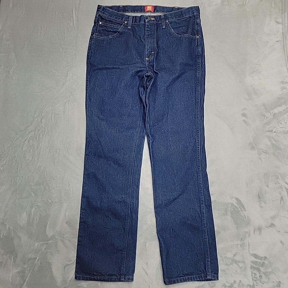 Wrangler 36MWZ Slim Fit Jeans Men 35x32 Blue Cowboy Cut Western Denim Workwear‎